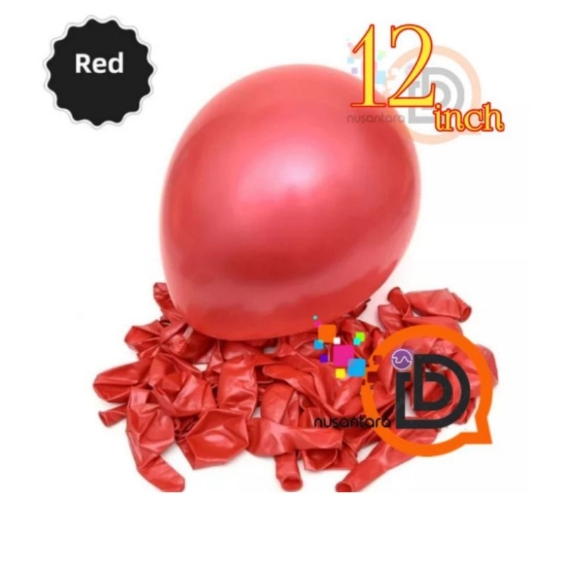 Balon Metalik MERAH / Balon latex Metalik 12 inch / Balon latex