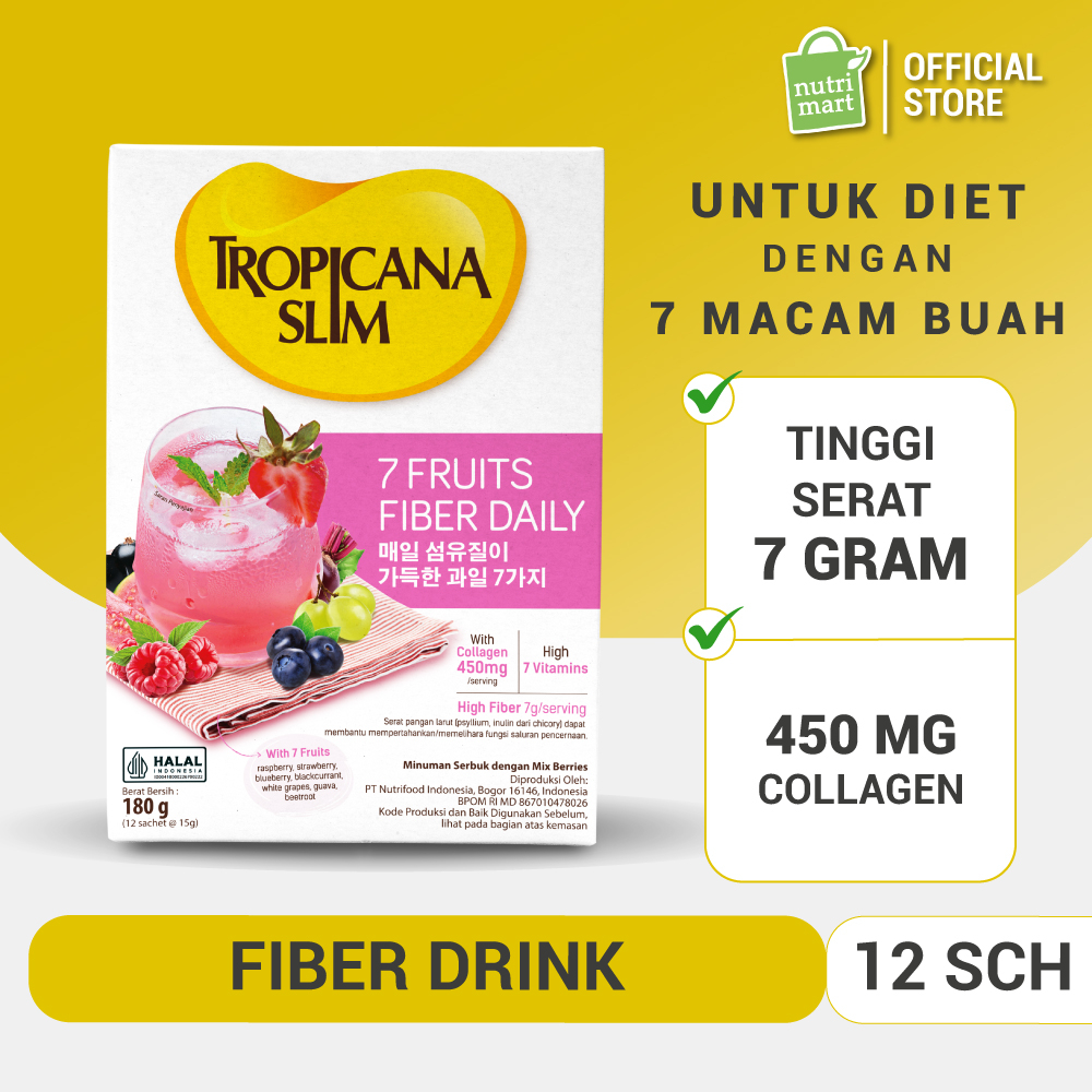 Tropicana Slim 7 Fruits Fiber Daily Drink with Collagen - Minuman Diet Tinggi Serat dengan Kolagen