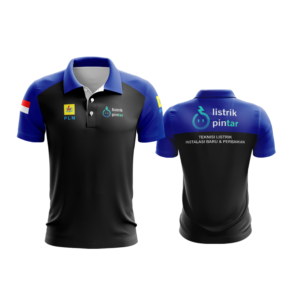 Kaos Polo Pria Berkerah PLN Listrik Indonesia Fullprint Keren
