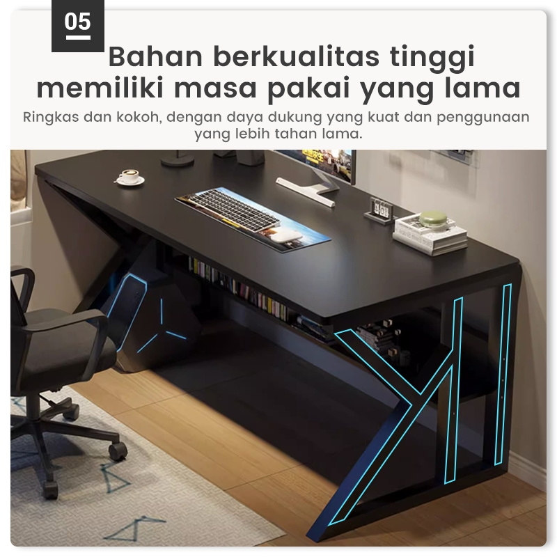 SAKULA Meja Komputer Dengan Partisi Hitam (A122a 120cm×60cm)-5