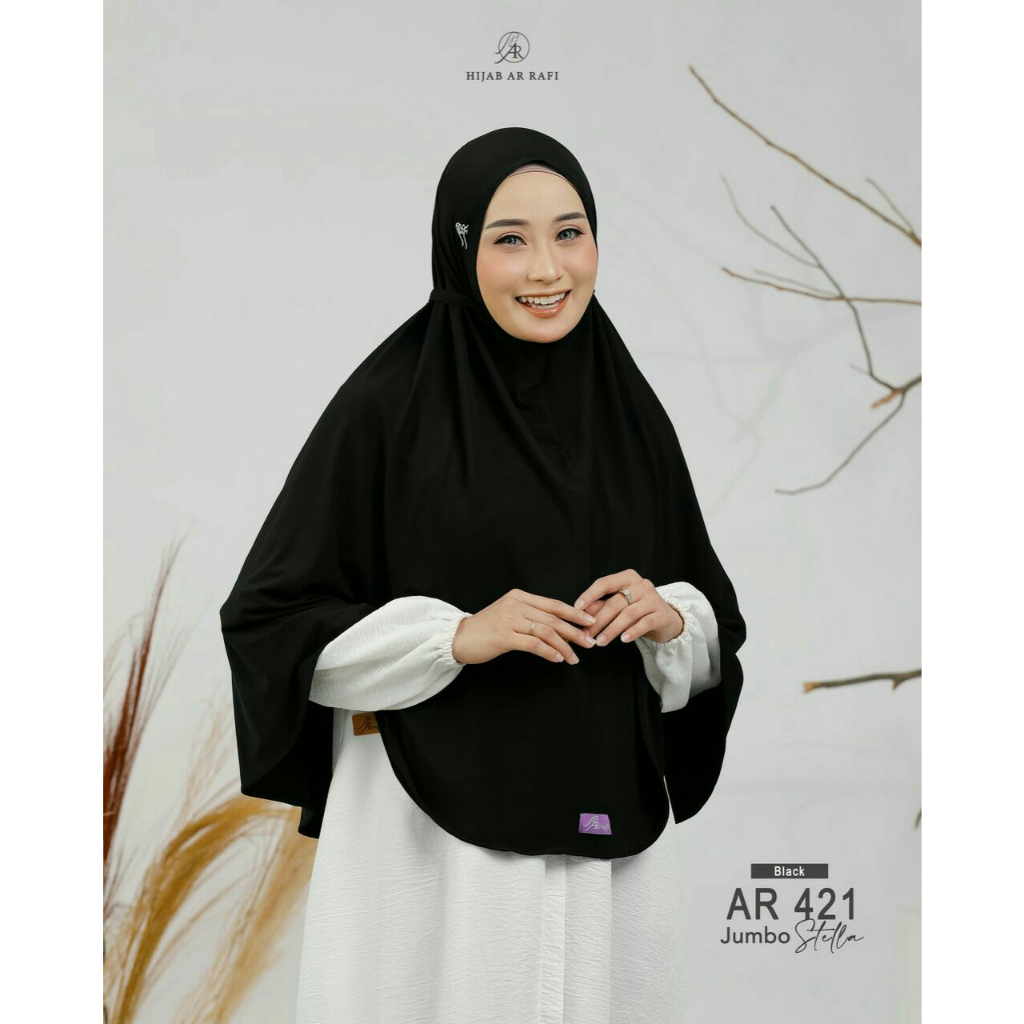 Jilbab Arrafi Terbaru  AR 421 Jumbo Variasi Tali Kanan Kiri Stella Premium Arrafi Terbaru Ejamas