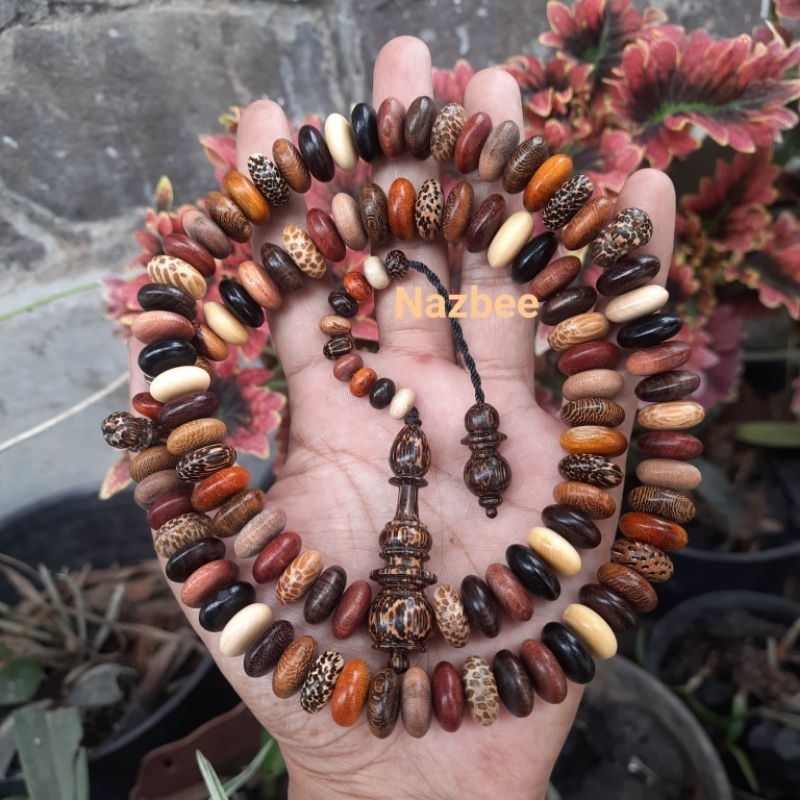 Tasbih 99 Kombinasi 12 Jenis Kayu Bertuah - 14mm
