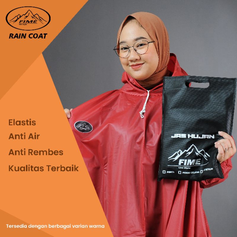 JAS HUJAN PONCO LENGAN ANTY REMBES BAHAN PVC 0,25 ORIGINAL TEBEL DAN LENTUR by Fime