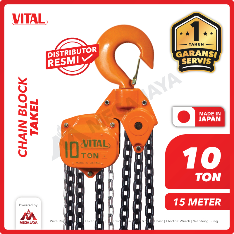 VITAL Chain Block / Takel 10 Ton x 15 Meter