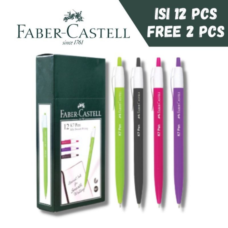 

Pulpen K7 Faber-Castell isi 12+free 2 pcs / Pulpen Cetek Hitam Faber Castell