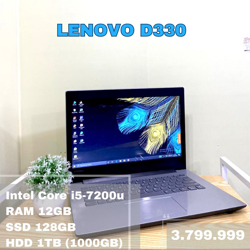 MAKASSAR LAPTOP LENOVO D330/RAM 12GB/SSD 128GB/HDD 1TB(1000GB)/laptop second makassar