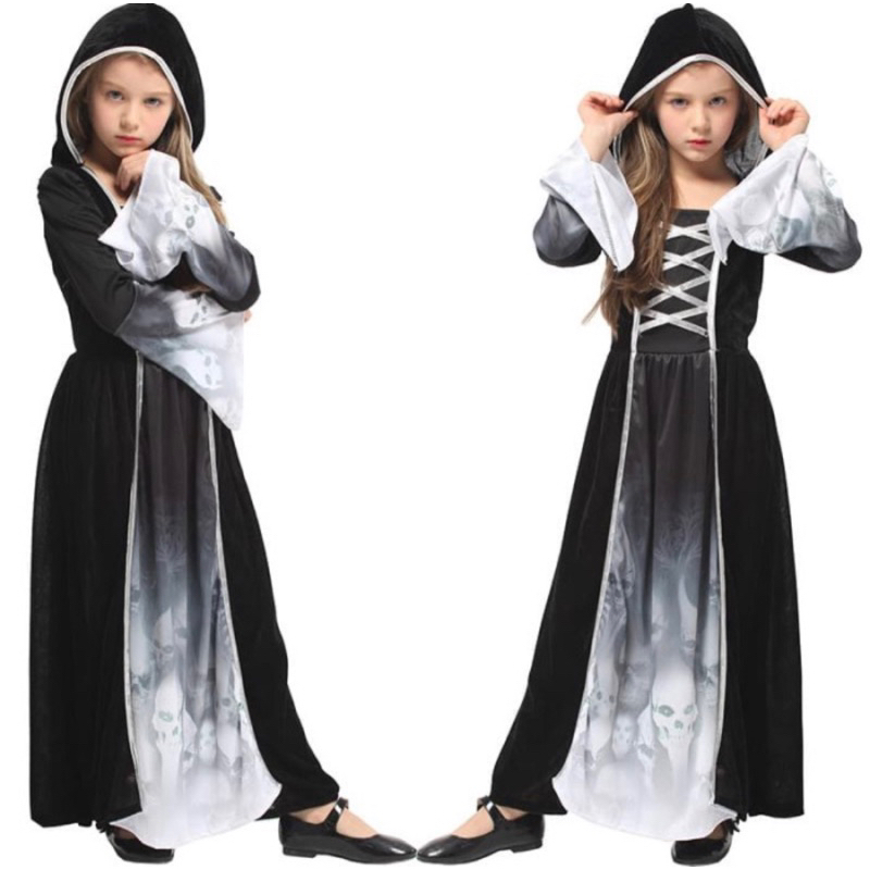 jojokids | G-0301 | kostum penyihir kerangka anak gadis | witch gothic skeleton costume halloween gi