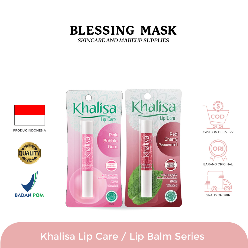 Khalisa Lip Care Pure Vanila Honey | Red Cherry Peppermint | Bubble Gum Lip Balm