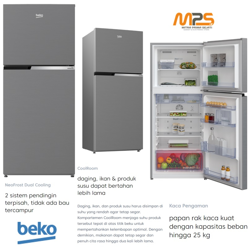 Kulkas 2 Pintu BEKO RDNT371I50S - 371 Liter - Garansi Resmi