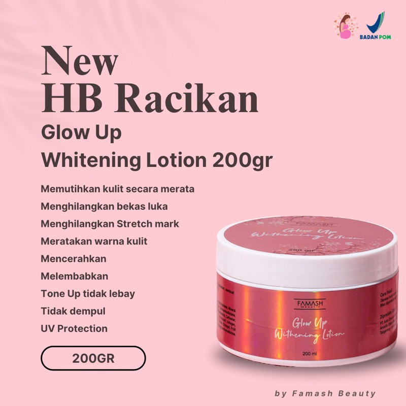 [NEW]GLOW UP WHITENING LOTION ( HB RACIKAN pasti putih ) Best seller !!!