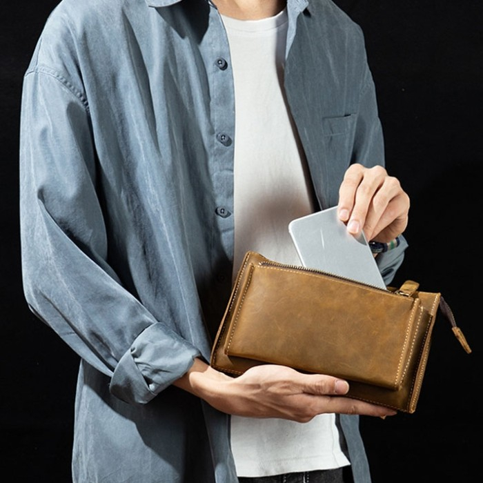 Tas Tangan Pria Wanita Kulit Asli - Clutch Bag Kulit Original - Pouch Bag Kulit