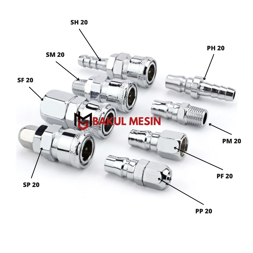 Sambungan Selang Kompresor Neple Universal 1/4" Quick Coupler Kopler