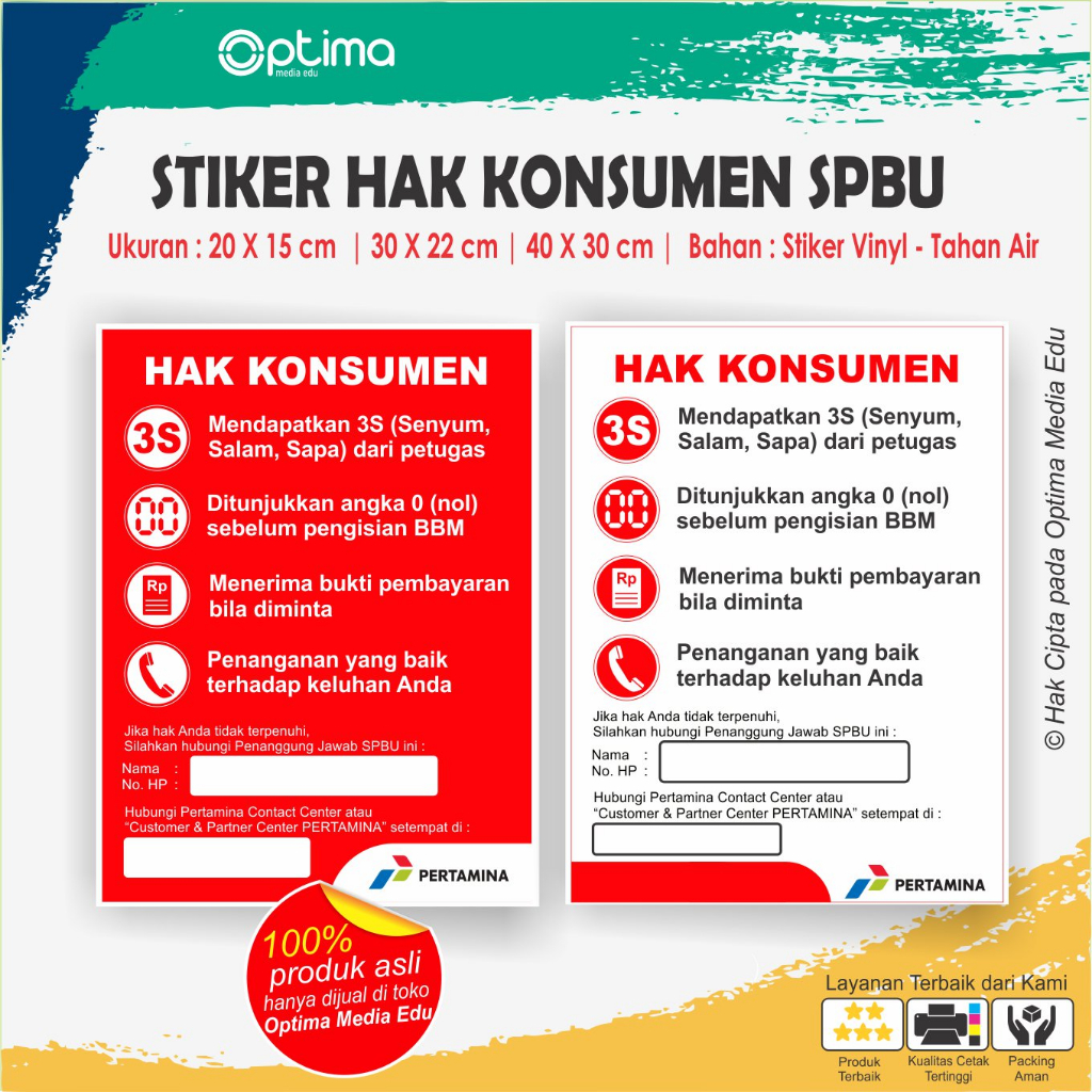 

Stiker Hak Konsumen pada SPBU