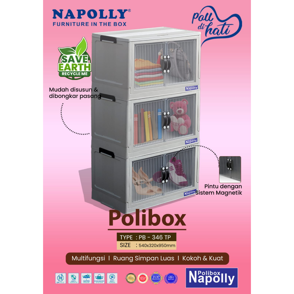 LEMARI PLASTIK NAPOLLY 3 SUSUN JUMBO POLIBOX NAPOLLY LEMARI MULTIFUNGSI