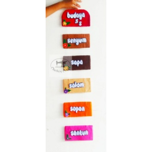 MURAH MERIAHH HARGA TERJANGKAU hiasan dinding rukun islam, rukun iman ,budaya 5 S dari kain flanel k