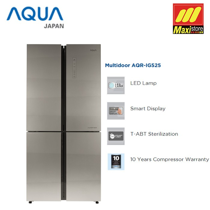 Kulkas Multidoor 456L AQUA JAPAN AQR-IG525 Garansi Resmi - Maxistore