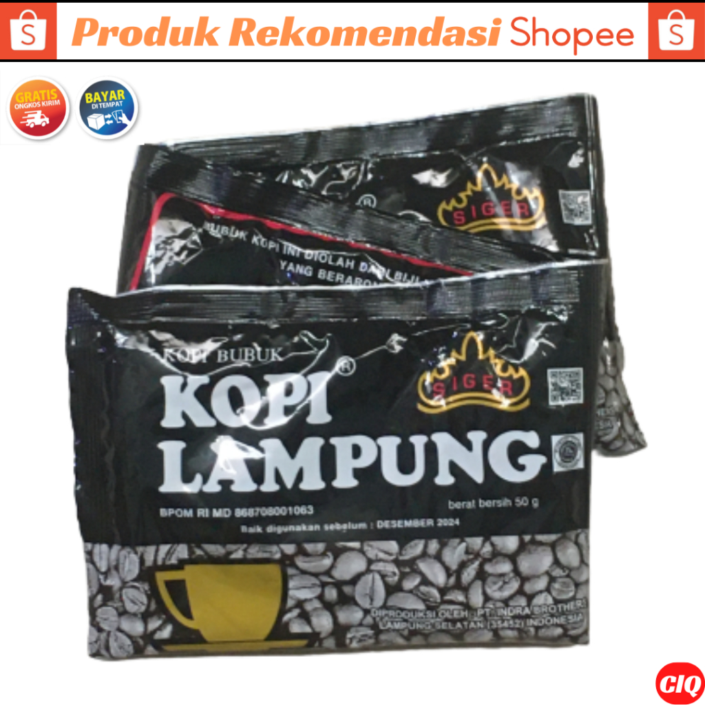 

Kopi Lampung Cap Siger Asli Kopi Robusta Original Kemasan 250 gram (5 sachet 50 gram)