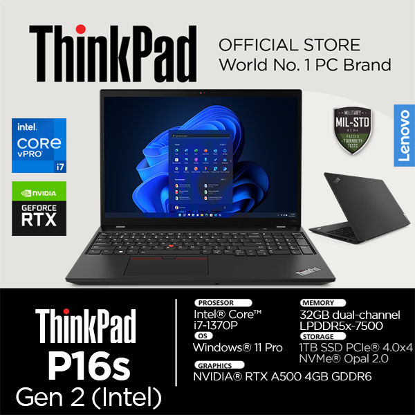 Lenovo Thinkpad P16s Gen 2 Workstation OLED I7 1370P 32GB RTX A500 Quadro 4K 16 Inch UHD