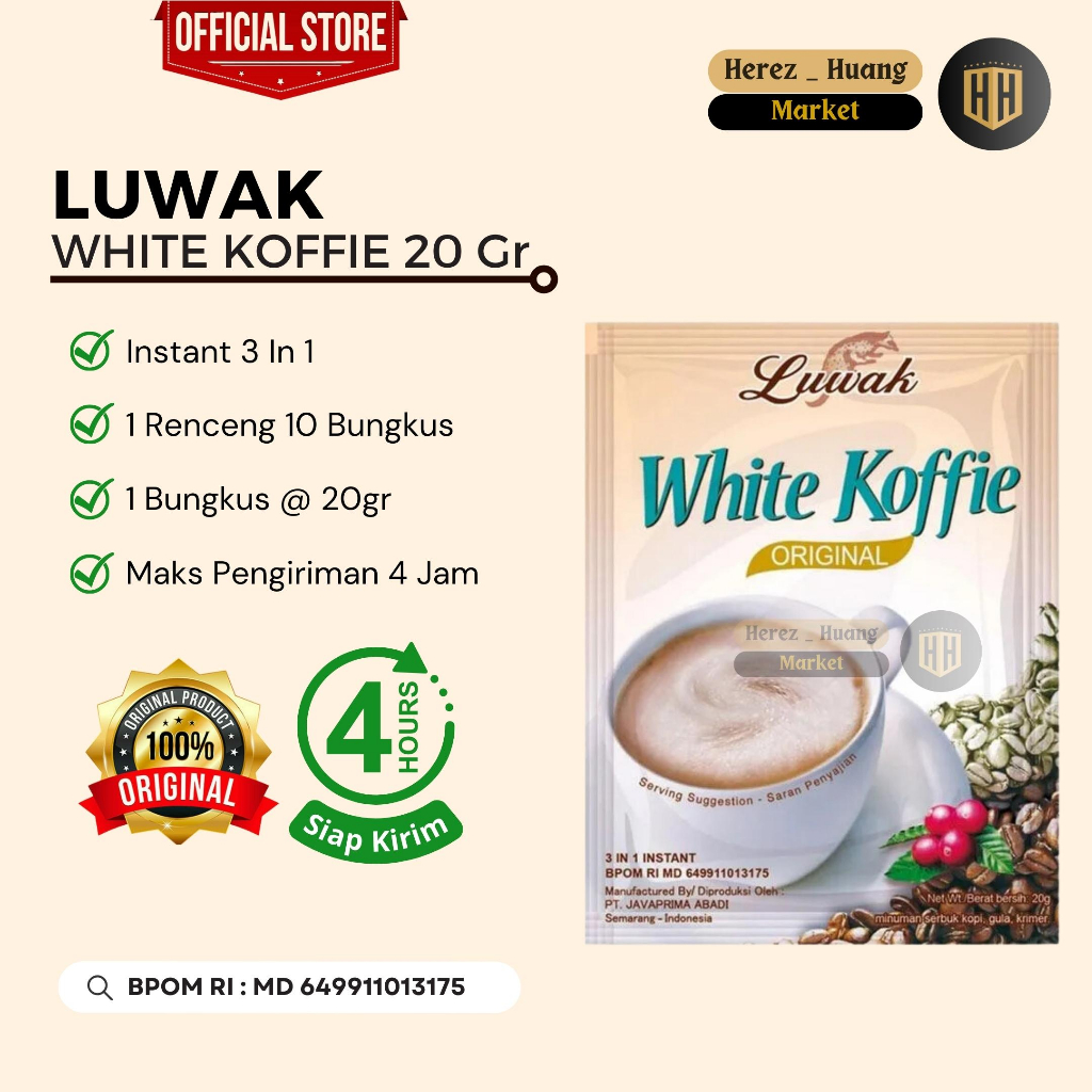 

LUWAK WHITE COFFEE Kopi Instant Luwak white koffie ( 1 Renceng = 10 Bungkus )
