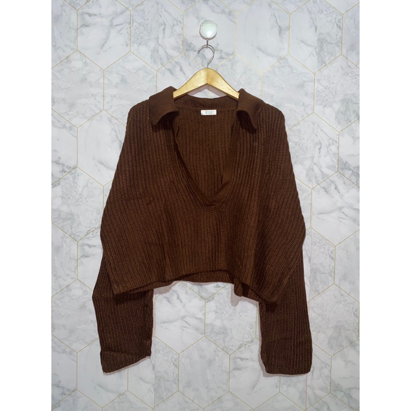rajut knitwear crop coklat lowrys farm