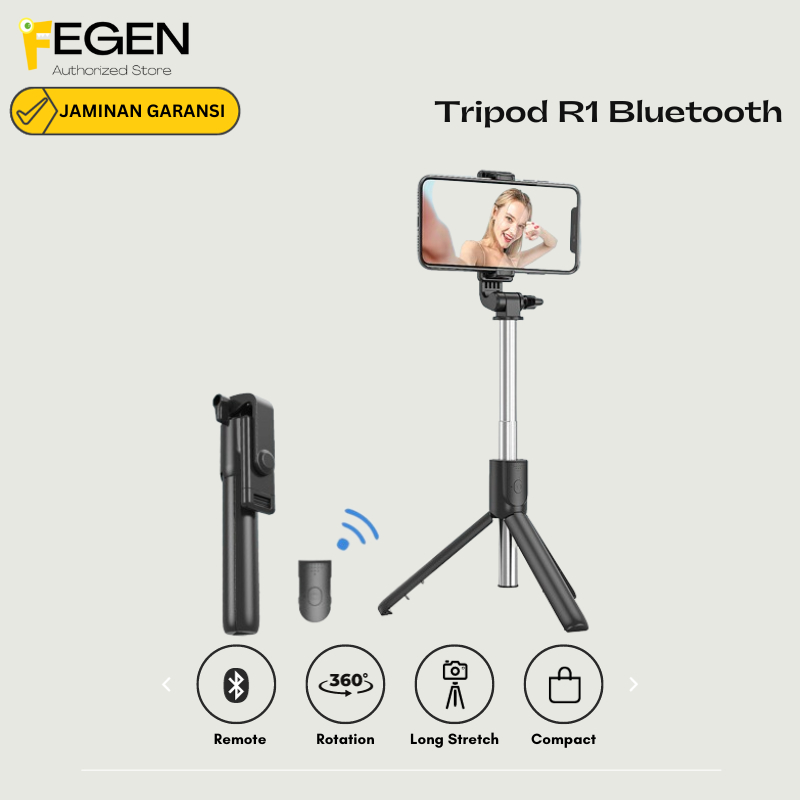 FEGEN Tripod Bluetooth Mini extend  R1 Stik Selfie Mini Nirkabel Remot Kontrol bluetooth Tripod Dapa