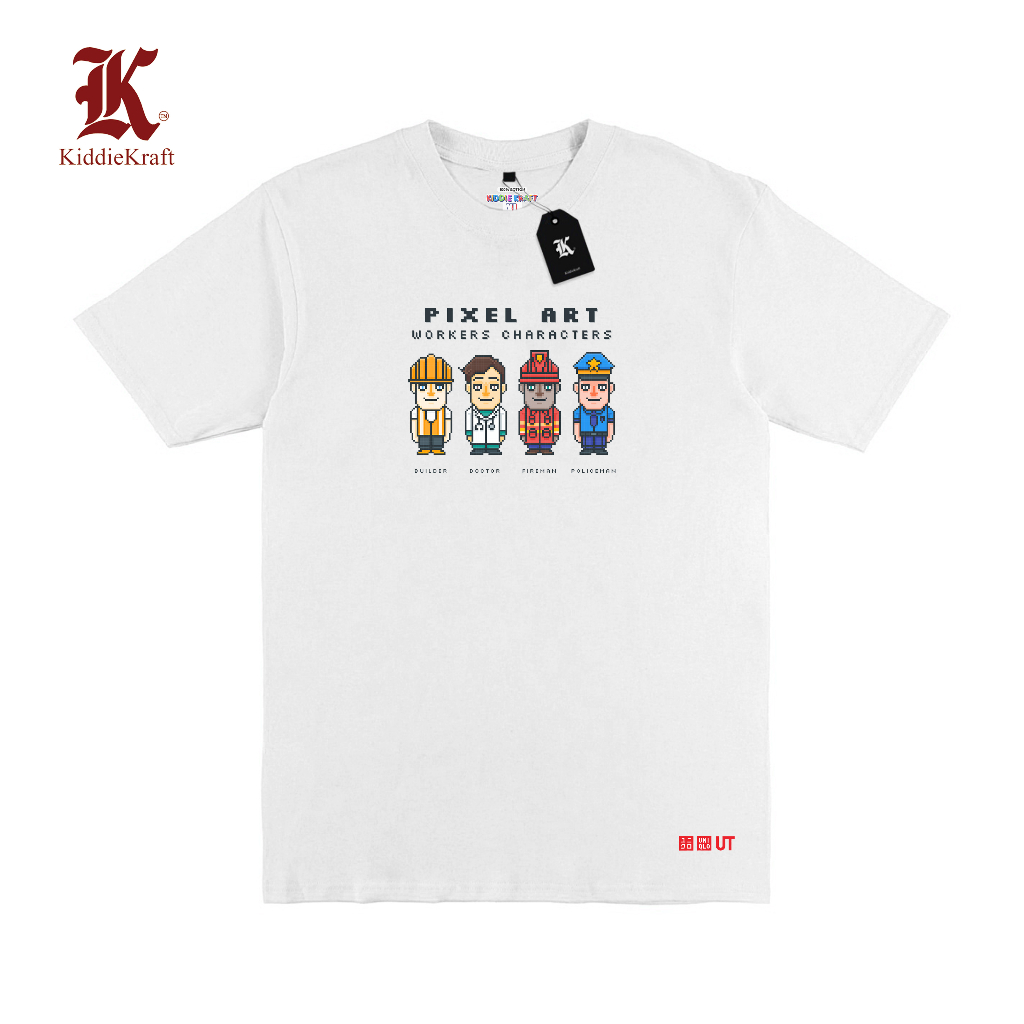 KiddieKraft - Kaos Baju Anak UT Uniqlo Distro Cotton Combed Unisex - Pixel Art UT Uniqlo