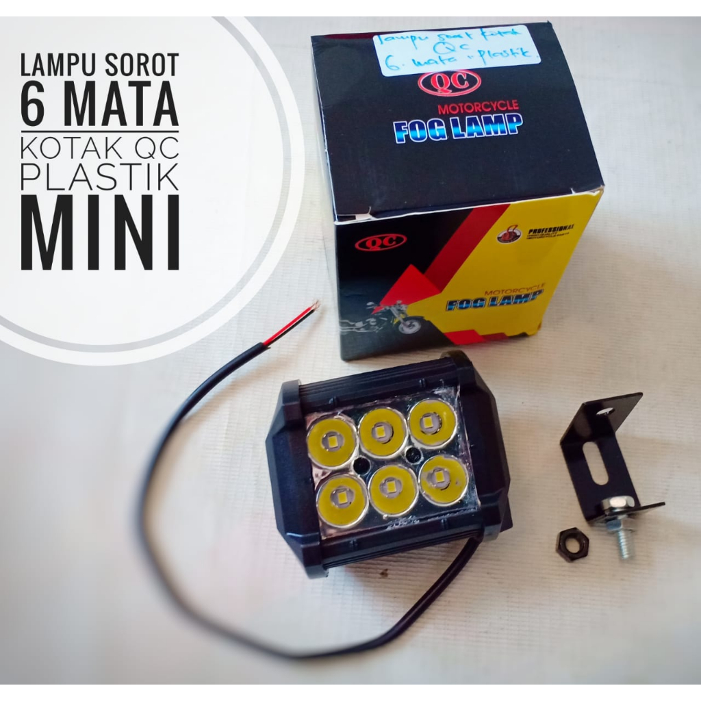 Lampu sorot 6 mata kotak QC plastik mini