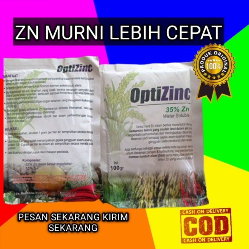 pupuk nutrisi zn optizinc 35 % 100 gr zn murni