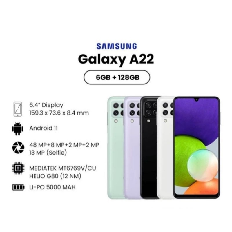 SAMSUNG Galaxy A22 Ram 6/128GB A22 5G Ram 6/128GB Garansi Resmi