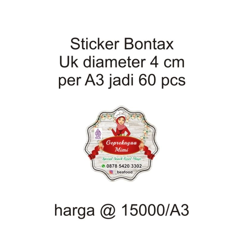 

isi 60 sticker label makanan cutting ringgik diameter 4 cm