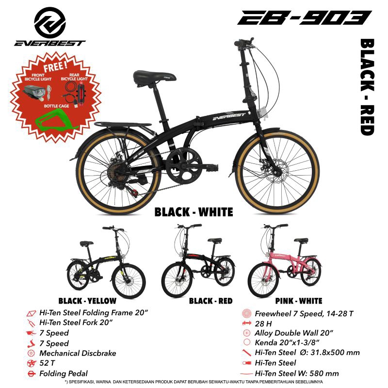 SEPEDA LIPAT EVERBEST EB-903 BY PACIFIC 7 SPEED DOUBLE DISC 20 INCH