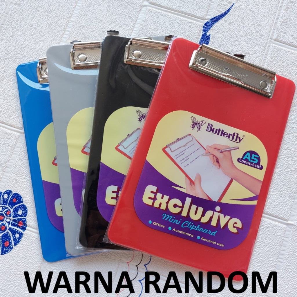 

Mini Clipboard Butterfly A5 - 1 Buah Warna Random Papan Jalan Kurleb 15x22cm