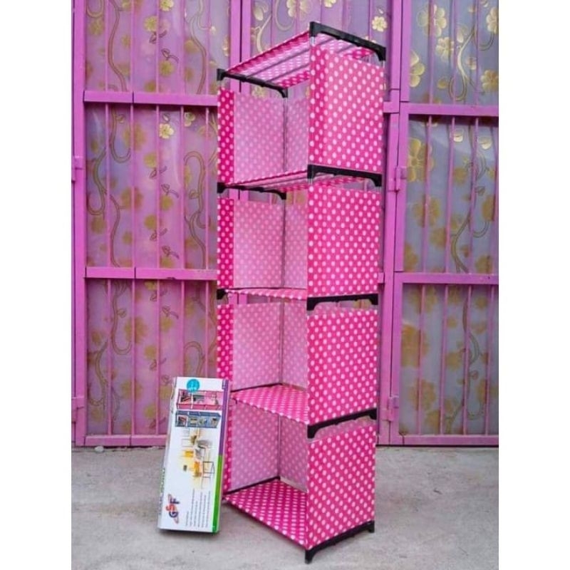 Rak buku portable 5 susun pakai tutup belakang