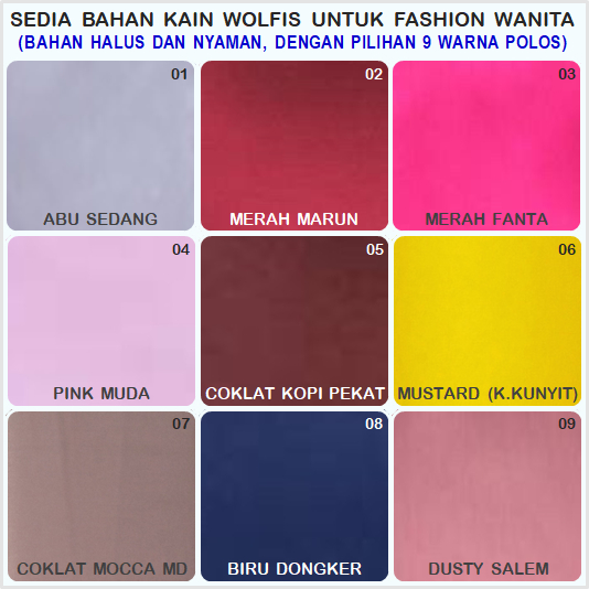 KAIN WOLFIS (WOOLPEACH) PREMIUM Bahan Untuk HIJAB (Kerudung / Jilbab) dan Untuk FASHION LAINNYA  -  