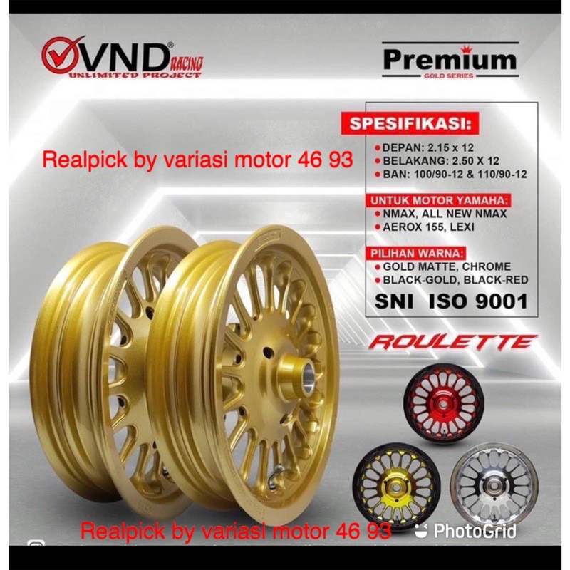 velg roulette vnd new nmax / aerox / pcx 150 velg roulette original vnd