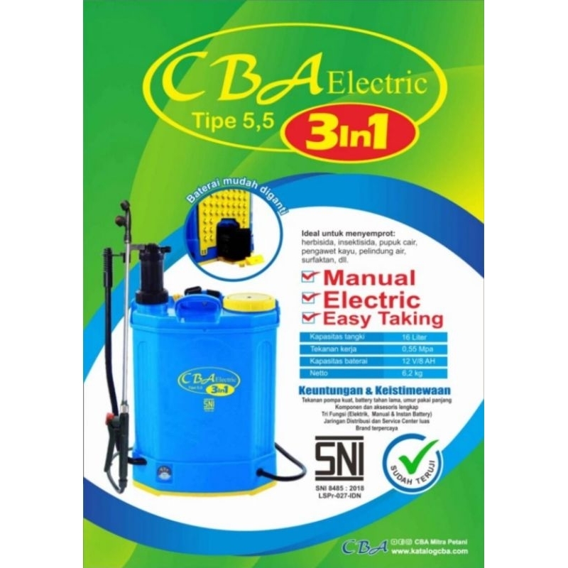 Sprayer Elektrik Manual 16 Liter CBA 3in1 Type 5.5 - Tangki Semprotan Tanaman Double Fungsi