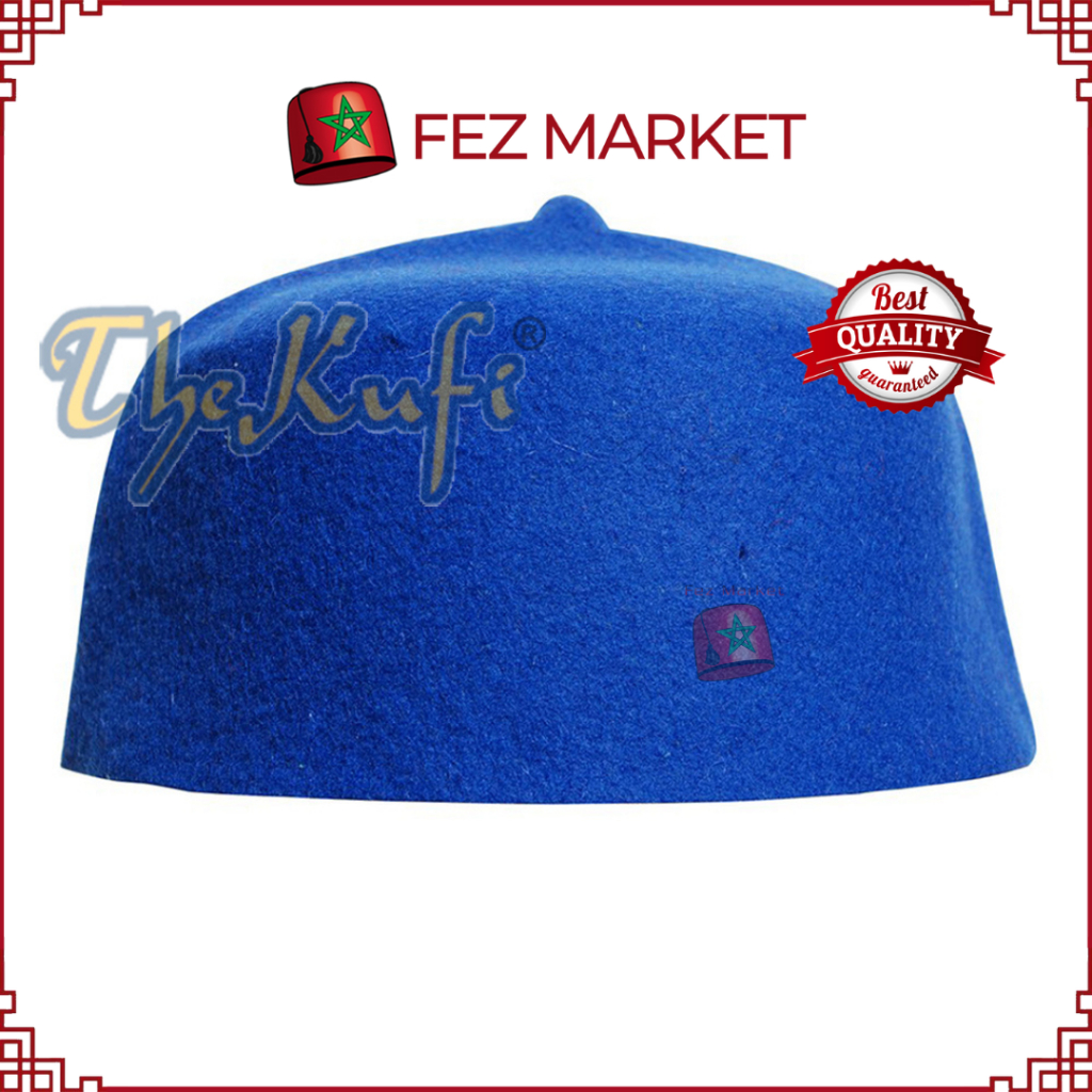 Peci Fez Wol Domba Limited Edition Warna Biru TheKufi Original Brand Size XS-XL - Peci Maroko Afrika