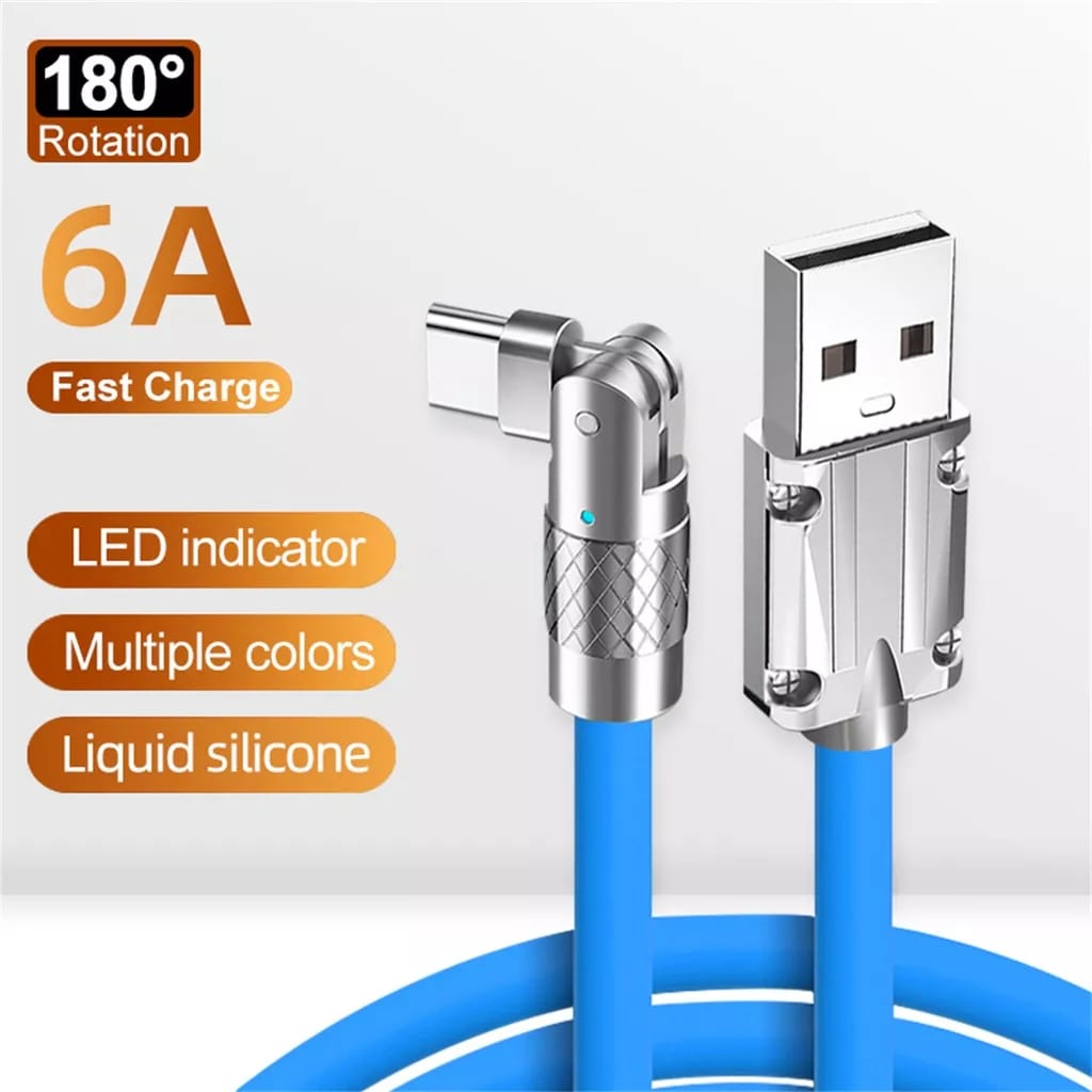 KABEL DATA PUTAR 180 DERAJAT FAST CHARGING 6A 120 WATT ZINC ALLOY 120W TYPE C / MICRO V8 / LIGHTNING BY SMOLL