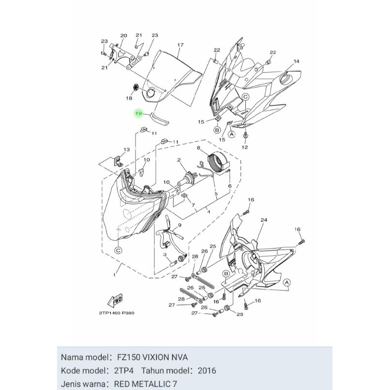 Damper Plate Plat Lampu Depan Vixion NVA Original 90520-20806