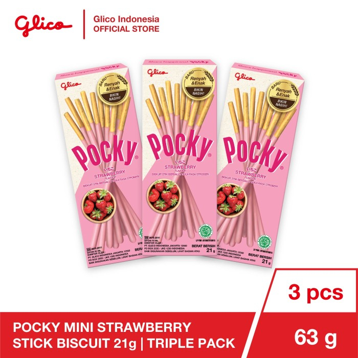 

Pocky Mini Strawberry Stick wafer 21g Triple Pack