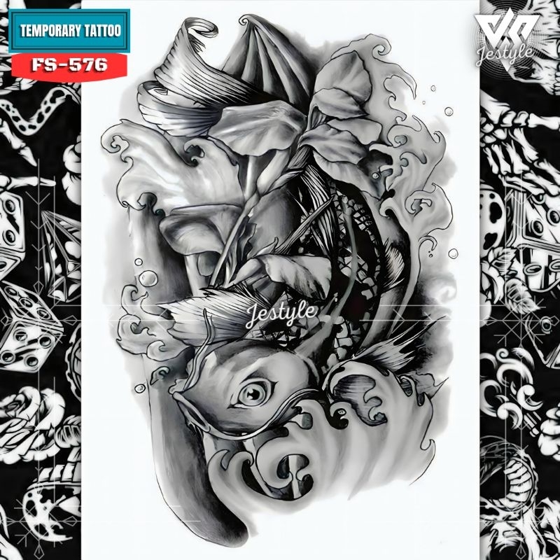 [FS-576] Tato Temporer Temporary Tattoo ikan koi