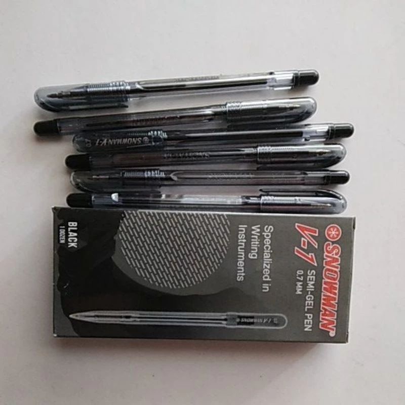 

12 PCS BOLPOIN MURAH SNOWMAN V1 WARNA HITAM 0,7 MM