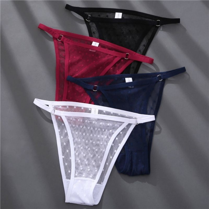 FINETOO FT79 Sexy Celana Dalam Wanita Thong Tali Renda Elastis Panty Soft Lace