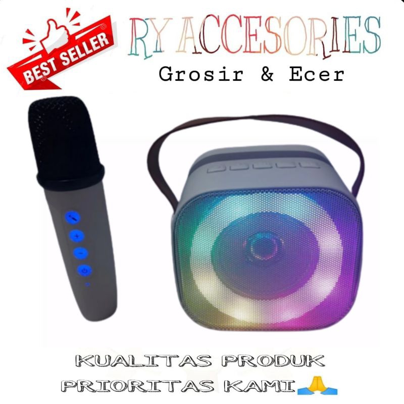 RY - Speakee Bluetooth Fleco F-201 KTV Portable Free Microphone Wireless Suara Super Mantap Bersih B