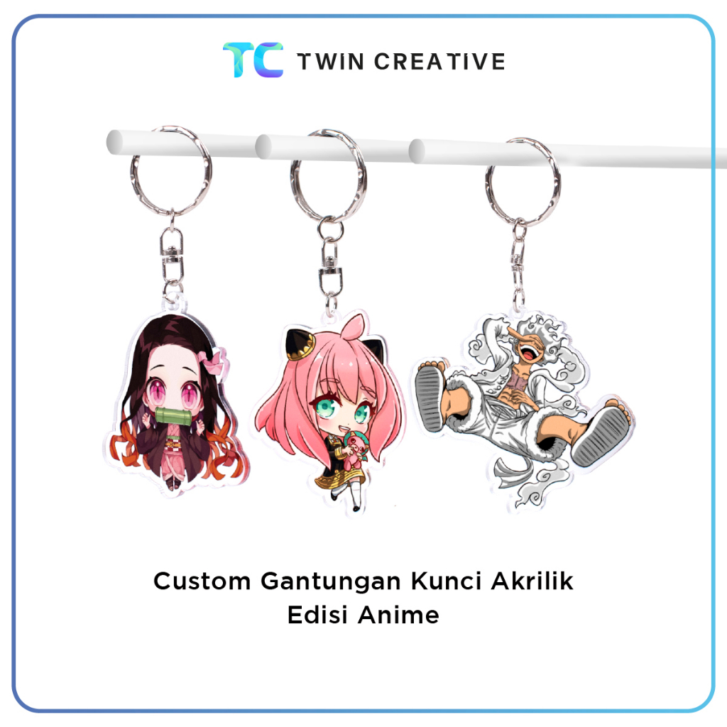 Custom Gantungan Kunci Akrilik Edisi Karakter Anime - Souvenir Ganci Wibu Keychain Waifu