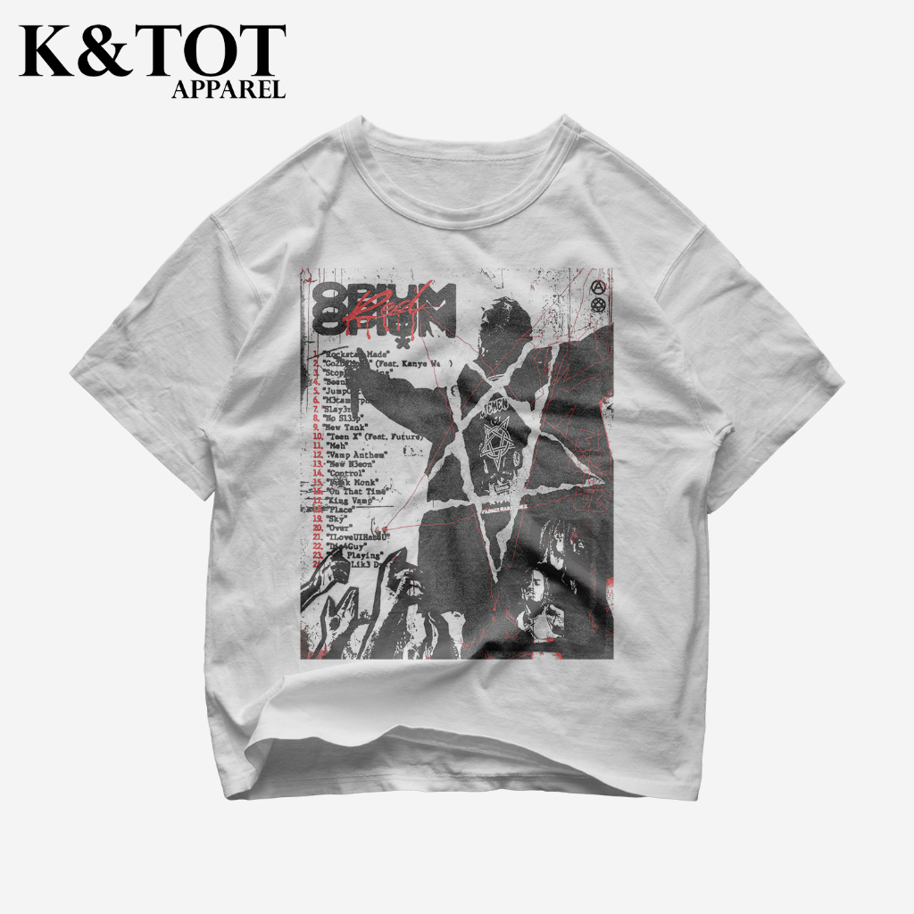 KNTOT - KAOS BAJU OPIUM PLAYBOI CARTI WHOLE LOTTA RED RAP TEE RAPPER | TSHIRT OVERSIZE VINTAGE PUTIH
