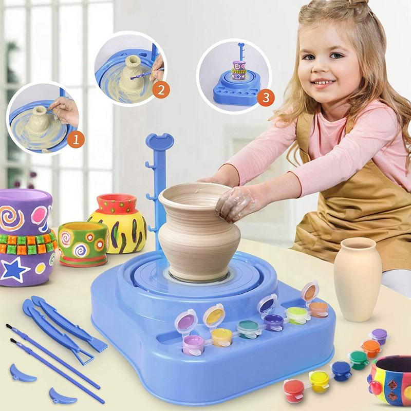 Mainan Mesin Tembikar Anak Pottery Wheel DIY Tanah Liat Edukasi