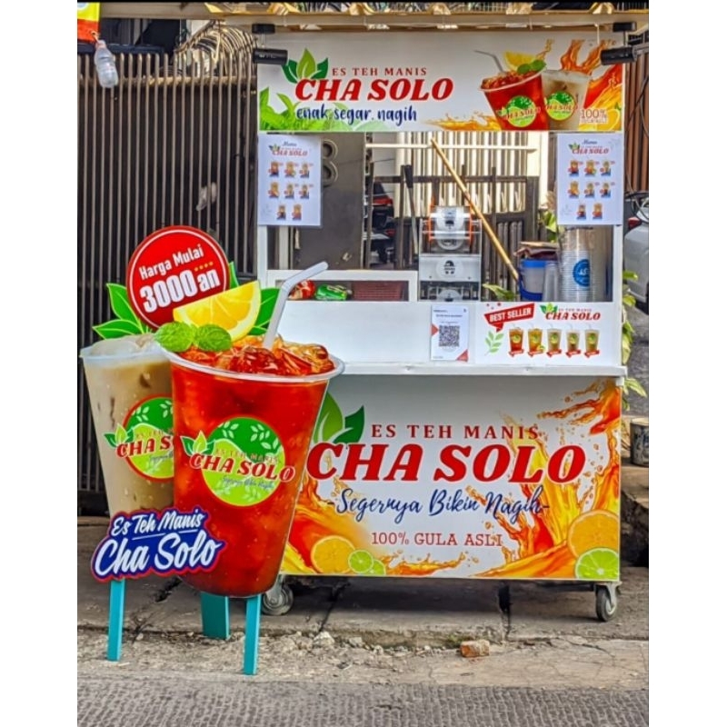 

(PO) PAKET USAHA GEROBAK ES TEH MANIS CHA SOLO(120×60)