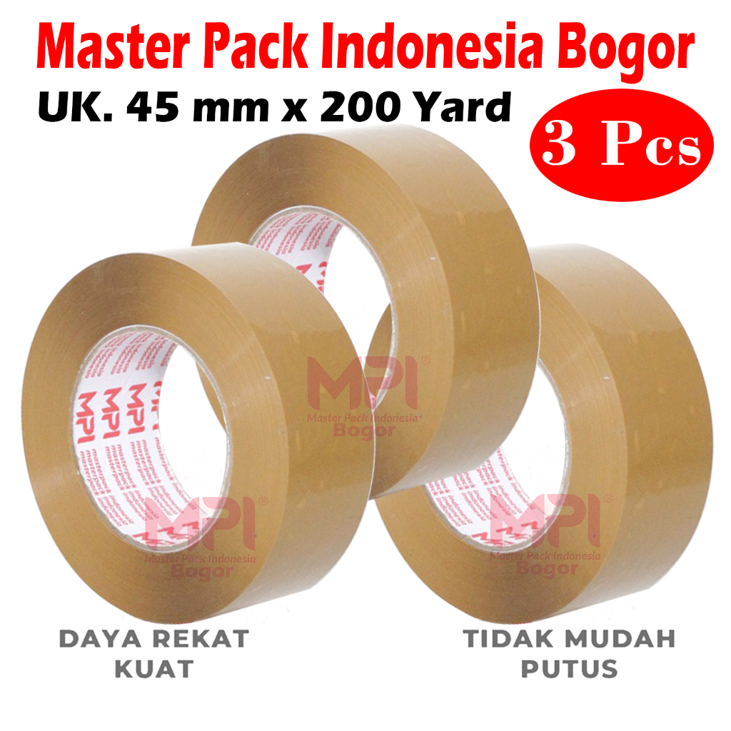 

3 PCS - Lakban Coklat JUMBO MPI 45 mm x 200 yard / Lakban Packing Paket - Master Pack Indonesia