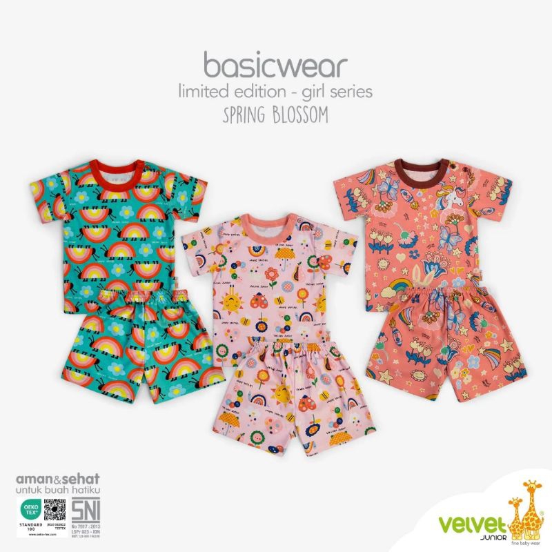 VELVET JUNIOR - SETELAN OBLONG PENDEK MOTIF SPRING BLOSSOM